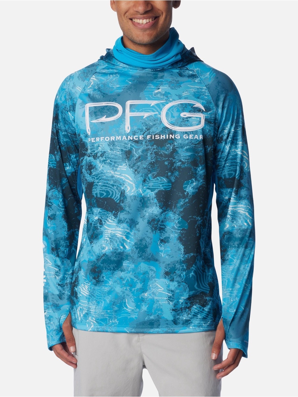 Columbia PFG Terminal Tackle Vent Hoodie Shirt Blue XXL Performance Fishing Gear